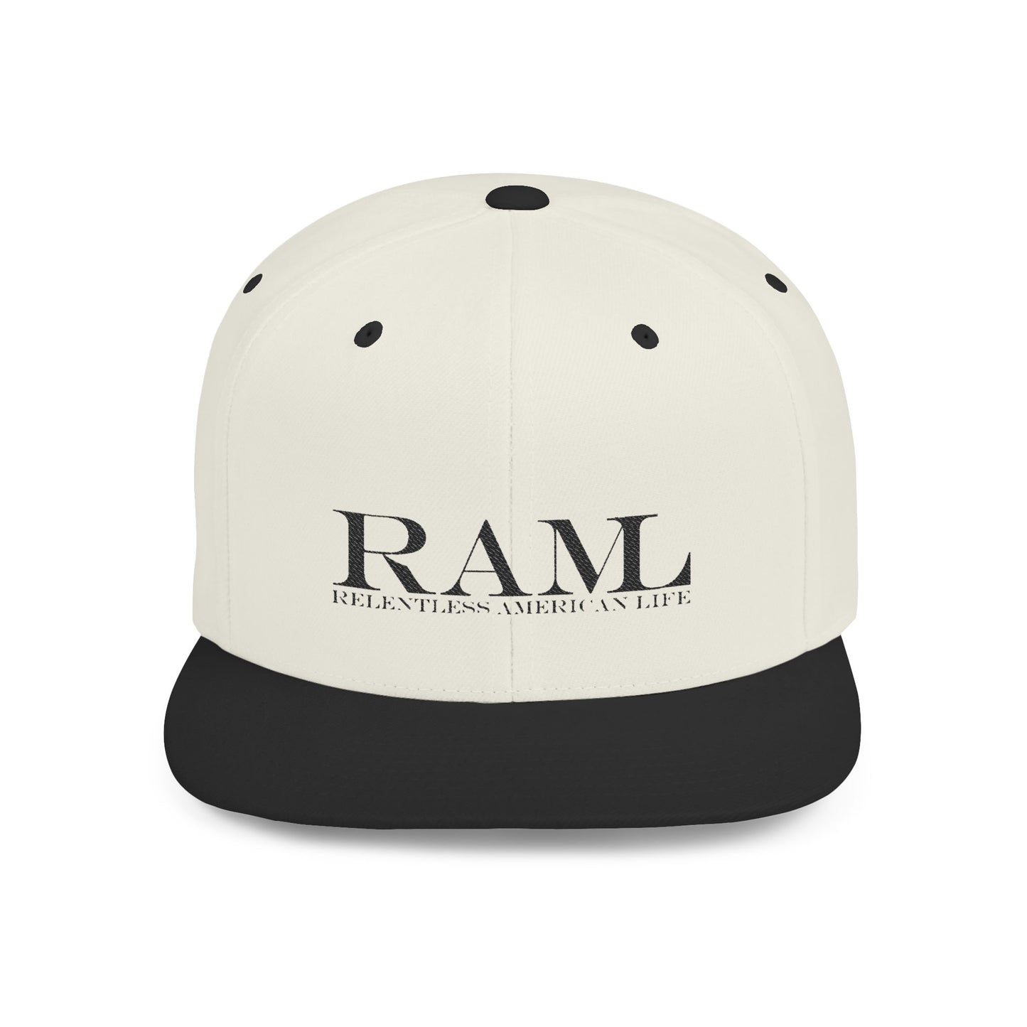 RAMI Classic Flatbill Snapback Hat — Distressed Logo Streetwear Cap