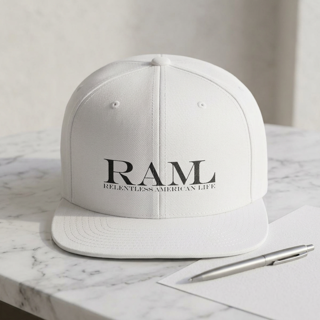 RAMI Classic Flatbill Snapback Hat — Distressed Logo Streetwear Cap