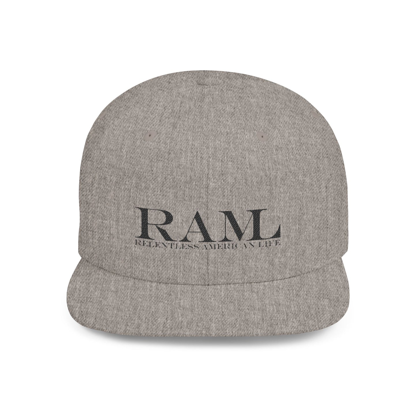 RAMI Classic Flatbill Snapback Hat — Distressed Logo Streetwear Cap