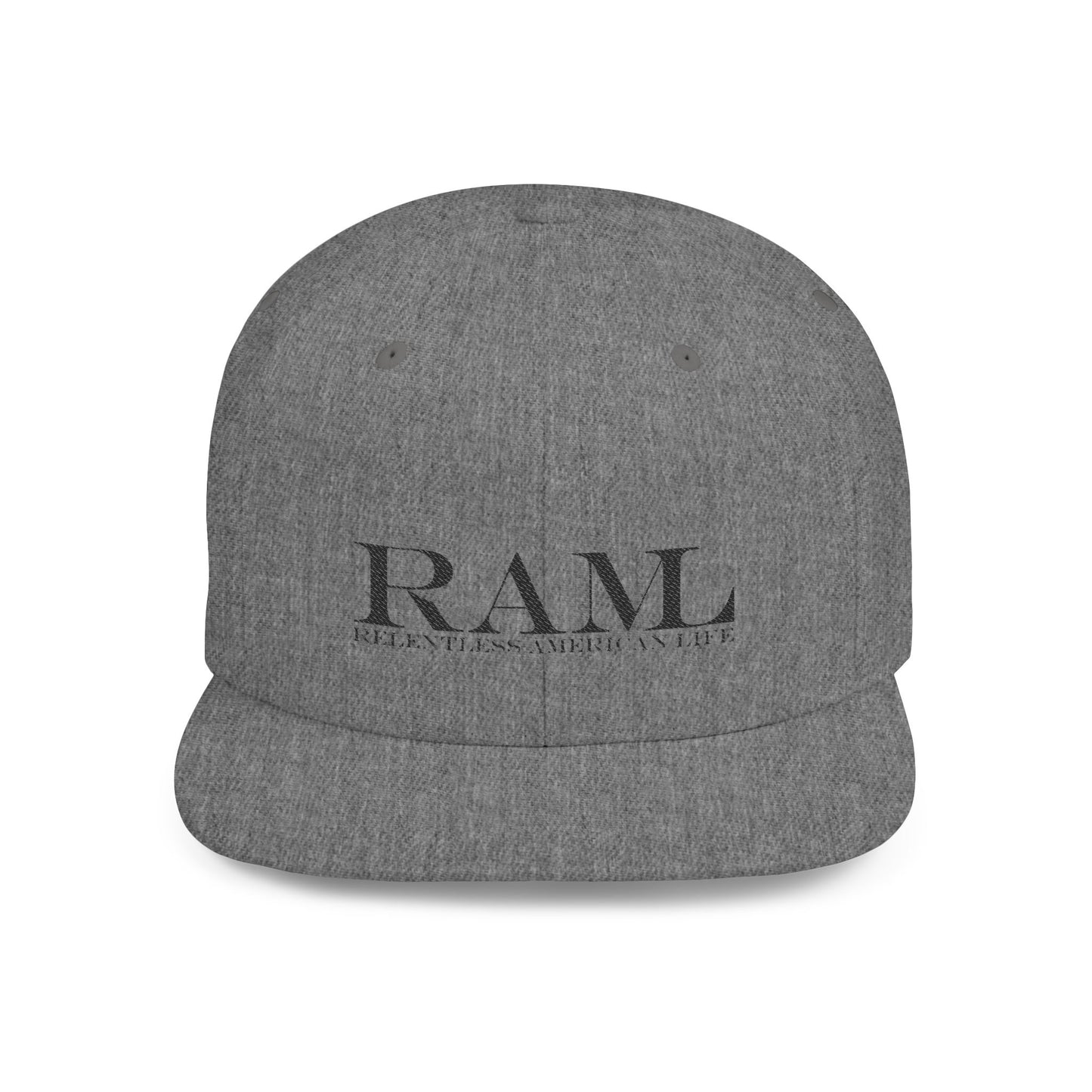 RAMI Classic Flatbill Snapback Hat — Distressed Logo Streetwear Cap
