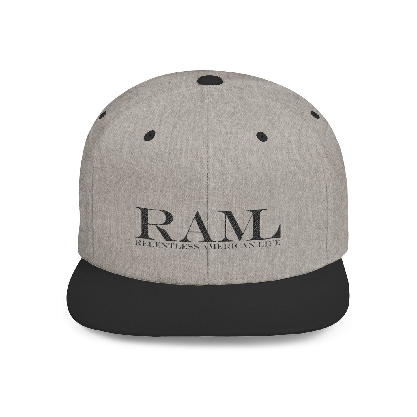 RAMI Classic Flatbill Snapback Hat — Distressed Logo Streetwear Cap