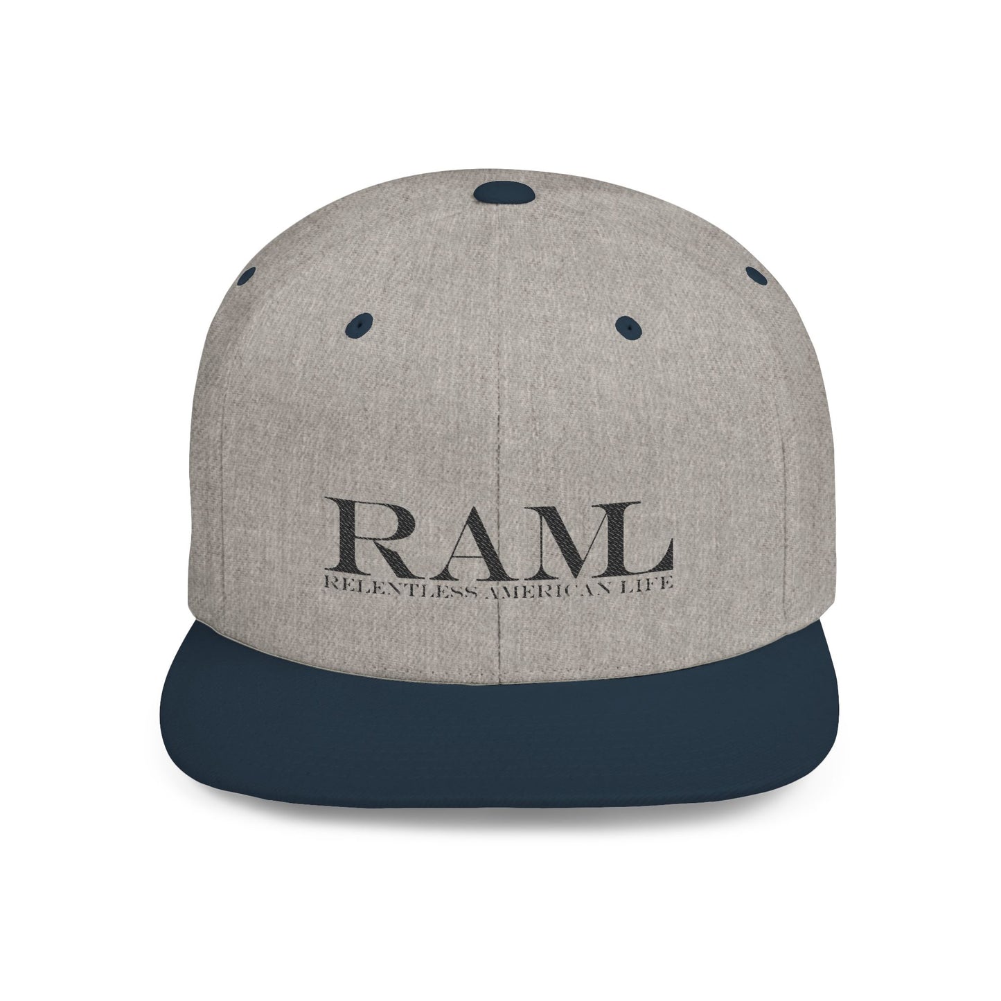 RAMI Classic Flatbill Snapback Hat — Distressed Logo Streetwear Cap